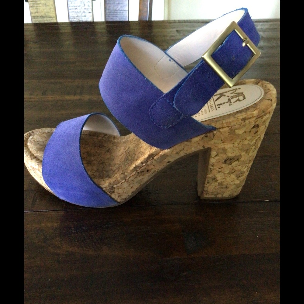 MRKT Cobalt Blue Platforms with cork heels and platform